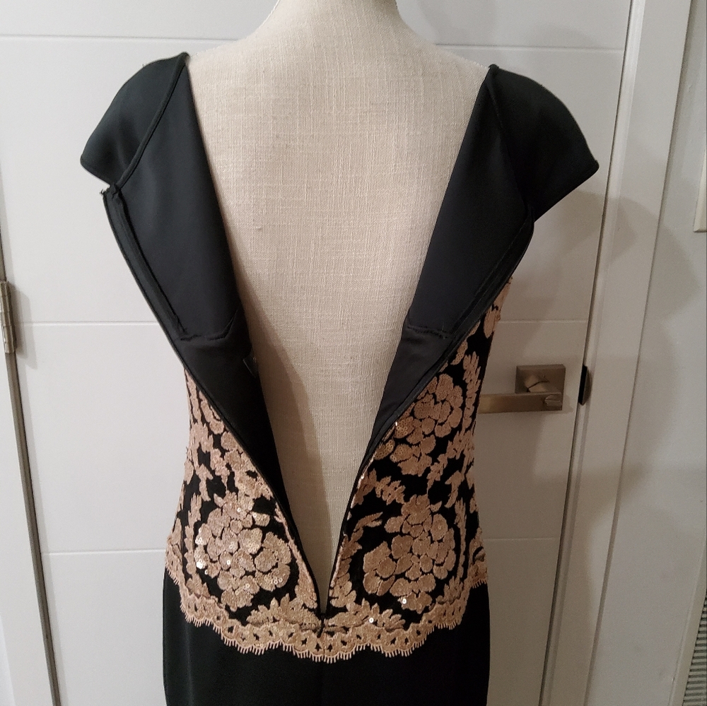 Tadashi Shoji Neoprene and Paillette Lace Dress Size 12 - Picture 9 of 12